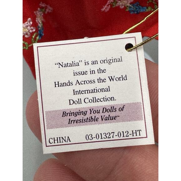 Hands Across the World Doll NATALIA Poland Doll Red Dress Small 6” W/ Bear - Picture 11 of 13